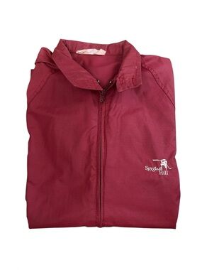 Vintage West Wind Spyglass Hill Windbreaker Jacket USA Made Burgundy Golf Mens L
